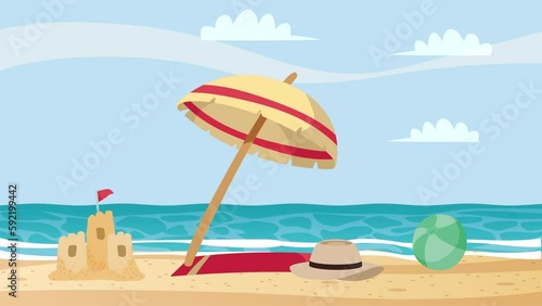 summer umbrella on the beach animation