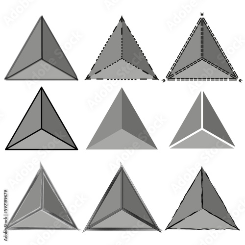 Volumetric triangles in hipster style. Diamond triangle shape. Geometric shape. Vector illustration.