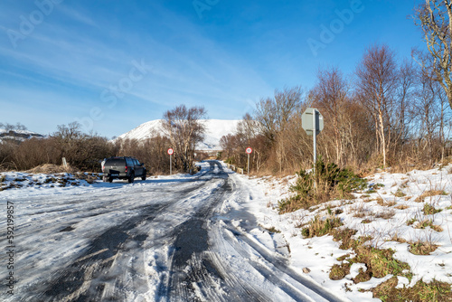 The Muckish gap road in winter - County Donegal, Ireland photo