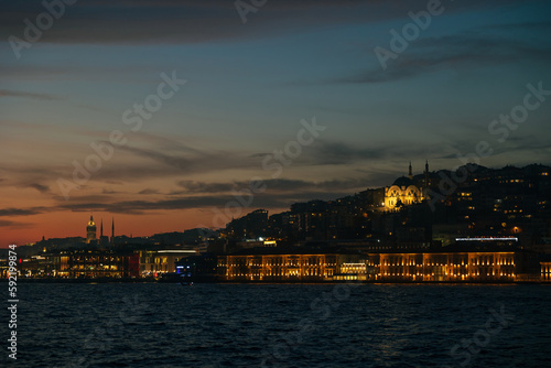 Galataport Istanbul at sunset. Travel to Istanbul background photo