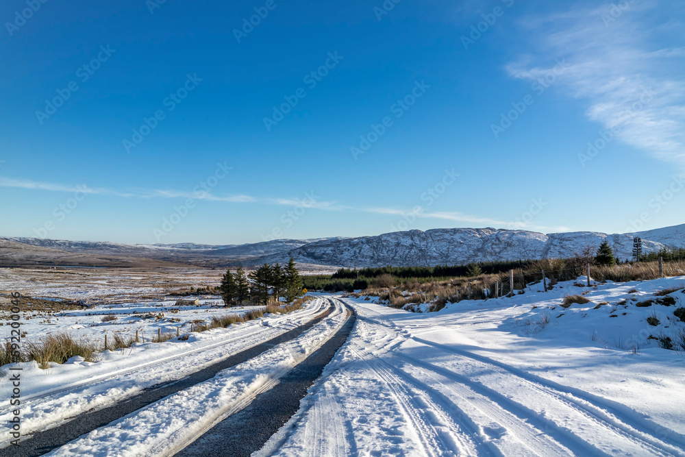The Muckish gap road in winter - County Donegal, Ireland