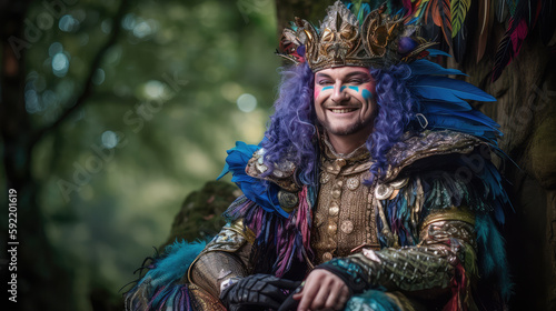 Grinning Man in Detailed Renaissance Costume at the Fair, Generative AI © Ian