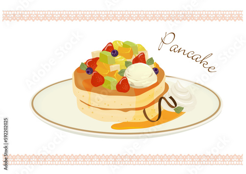 フルーツ　パンケーキ　イラスト素材