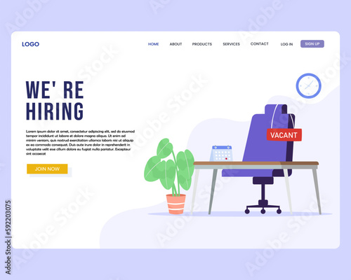 we' re hiring join now concept, perfect for web design, banner, mobile app, landing page.