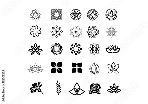 Wallpaper Mural editable flower logo set icon vector design.lotus,lotus,stalk,other various flowers.Universal creative premium symbol. on a white background Torontodigital.ca