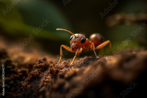 Close-up shoot of Ant. Generative AI