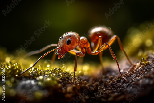 Close-up shoot of Ant. Generative AI