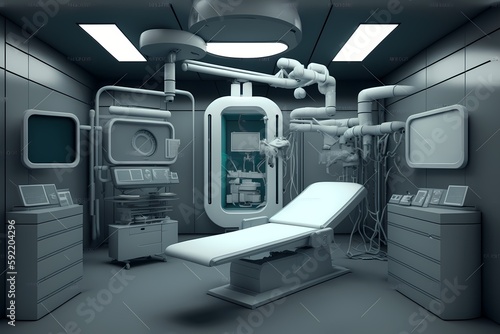 Contemporary operating room with equipment. 3d rendering 
