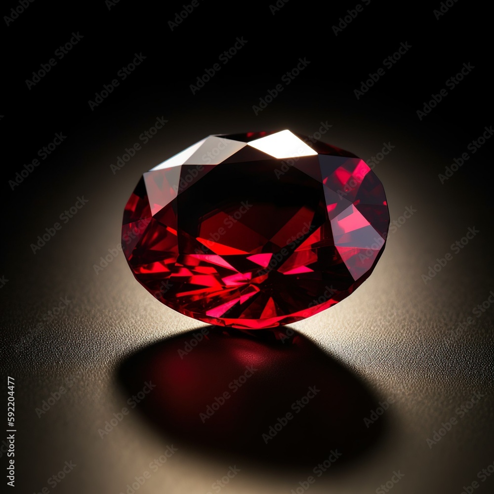Perfectly cut ruby gemstone, perfectly shaped, shining red on a black background Perfectly cut ruby gemstone, perfectly shaped, shining red on a black background