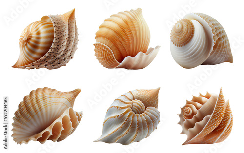 collection of seashells. Isolated on the transparent background. 