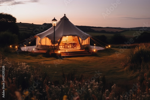 Glamping, tent, generative ai