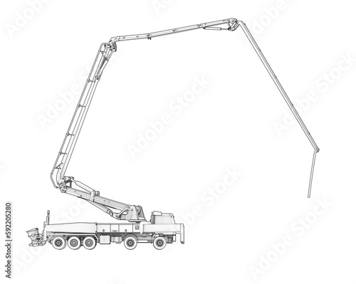 Concrete truck isolated on transparent background. 3d rendering - illustration
