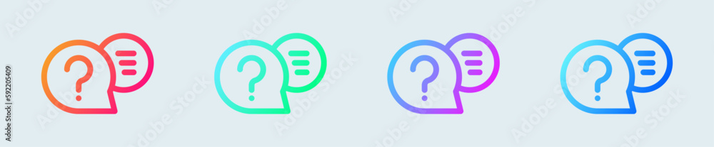 Question line icon in gradient colors. Help signs vector illustration. Question line icon in gradient colors. Help signs vector illustration.