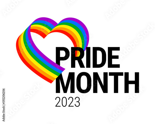 Pride month 2023 concept. Freedom rainbow flag, gay parade annual summer event. Design template for flyer, card, poster, banner, social media