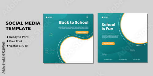 School admission square banner. Suitable for educational banner and social media post template