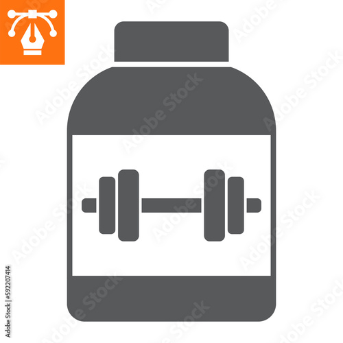 Whey protein solid icon, glyph style icon for web site or mobile app, fitness and food, protein powder vector icon, simple vector illustration, vector graphics with editable strokes.