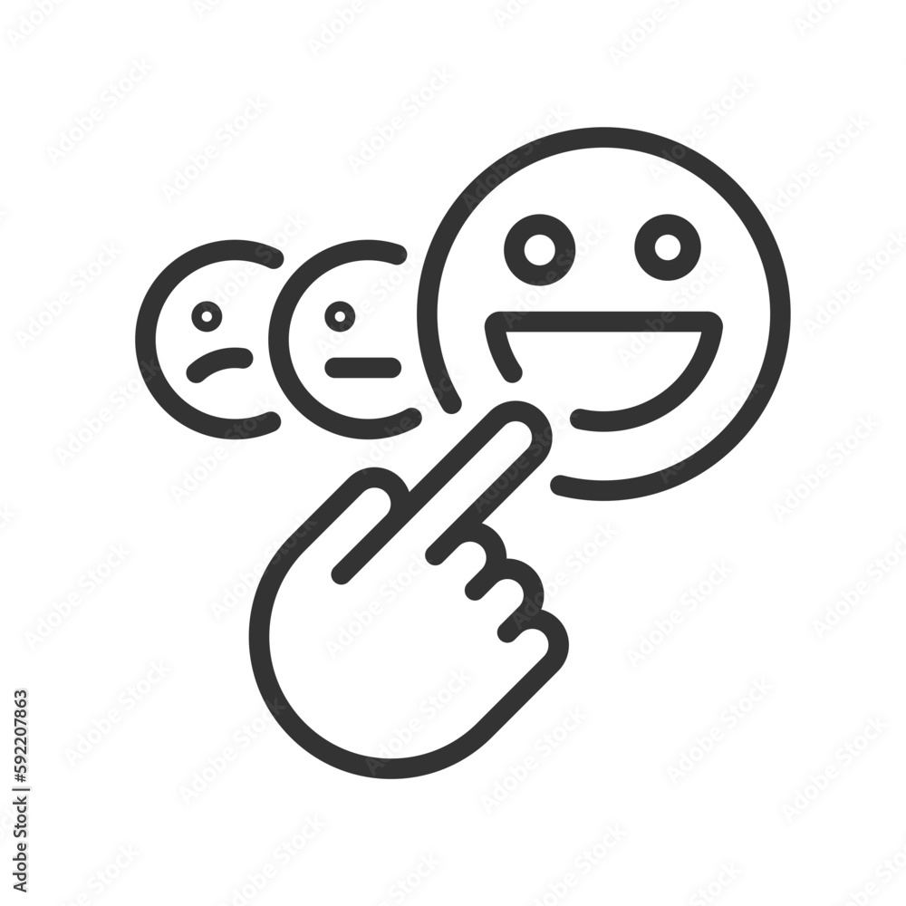 Positive feedback pixel perfect linear icon. Good review. Improve brand reputation. Excellent service. Thin line illustration. Contour symbol. Vector outline drawing. Editable stroke. Arial font used Positive feedback pixel perfect linear icon. Good review. Improve brand reputation. Excellent service. Thin line illustration. Contour symbol. Vector outline drawing. Editable stroke. Arial font used
