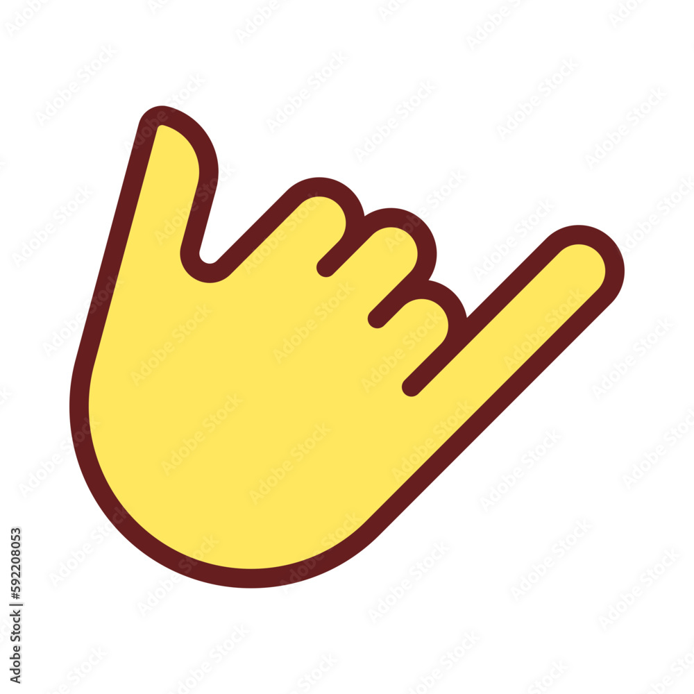 Shaka sign pixel perfect RGB color icon. Call me. Greeting gesture. Non verbal communication. Isolated vector illustration. Simple filled line drawing. Editable stroke. Arial font used Shaka sign pixel perfect RGB color icon. Call me. Greeting gesture. Non verbal communication. Isolated vector illustration. Simple filled line drawing. Editable stroke. Arial font used