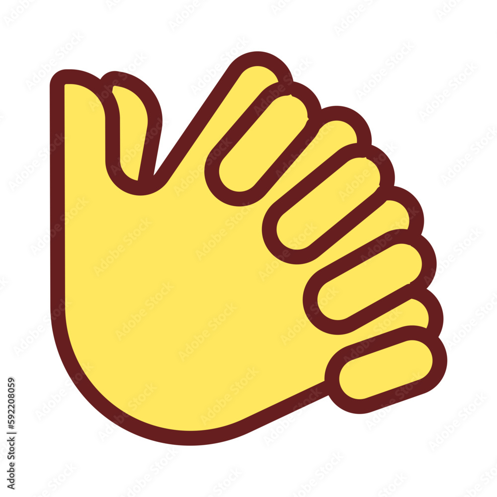 Clasped hands pixel perfect RGB color icon. Crossed fingers. Body language signal. Closed pose. Isolated vector illustration. Simple filled line drawing. Editable stroke. Arial font used