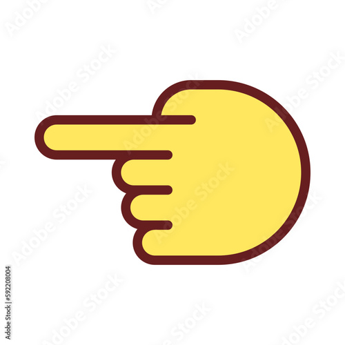 Hand pointing aside pixel perfect RGB color icon. Index finger showing direction. Hand gesture. Isolated vector illustration. Simple filled line drawing. Editable stroke. Arial font used