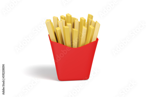 french fries chips fast food fried 3d