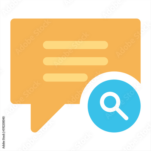 Linear Speech Bubble Search icon with magnifying glass. vector illustration