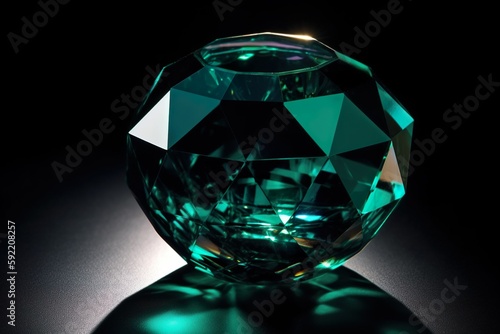 Shiny perfect craftet smaragd, on a black desktop photo