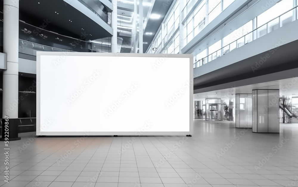 A massive white canvas stands in an open commercial space, creating an imposing backdrop suitable for advertisements or public information displays. A massive white canvas stands in an open commercial space, creating an imposing backdrop suitable for advertisements or public information displays.