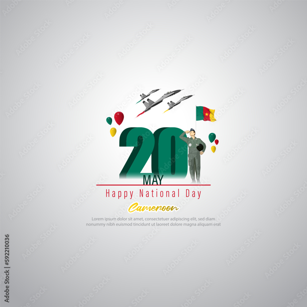 Vector illustration for Happy National Day Cameron social media story feed mockup template post