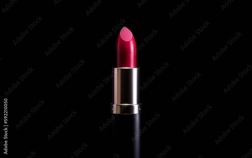 Pink lipstick on black background. Generative AI technology. Pink lipstick on black background. Generative AI technology.