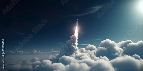 clouds from rocket launch on black background Fantastic Generative AI