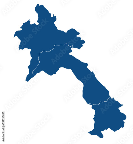 Laos map blue map on transparent background