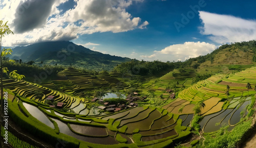 Bali Candidasa Rice Terraces field Indonesia Generative AI
