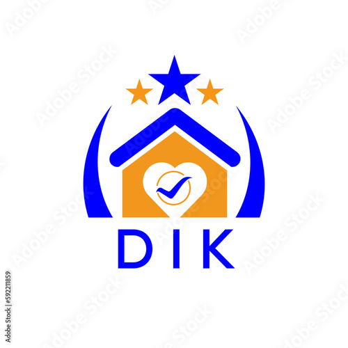 DIK House logo. KJG Letter logo and icon. Blue vector image on white background. KJG house Monogram home logo picture design and best business icon. 
