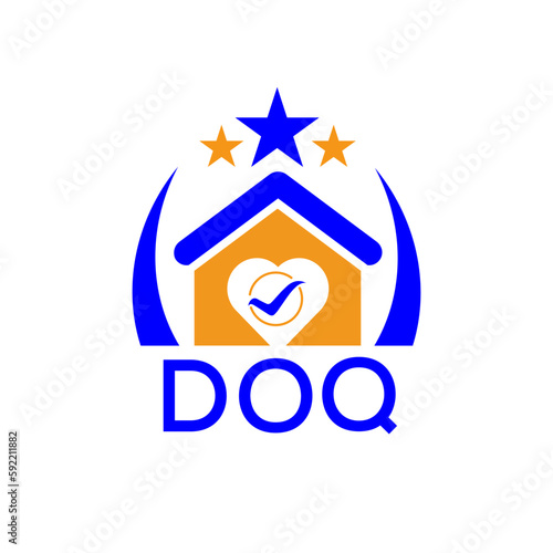 DOQ House logo. KJG Letter logo and icon. Blue vector image on white background. KJG house Monogram home logo picture design and best business icon. 
 photo