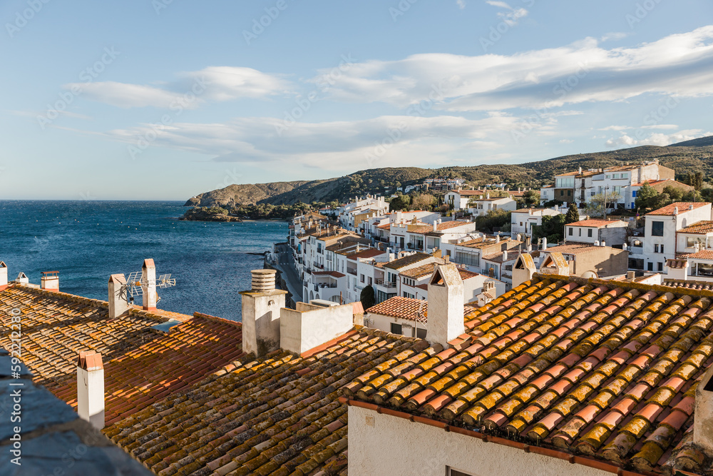 Landscape of the town of Cadaques, from above