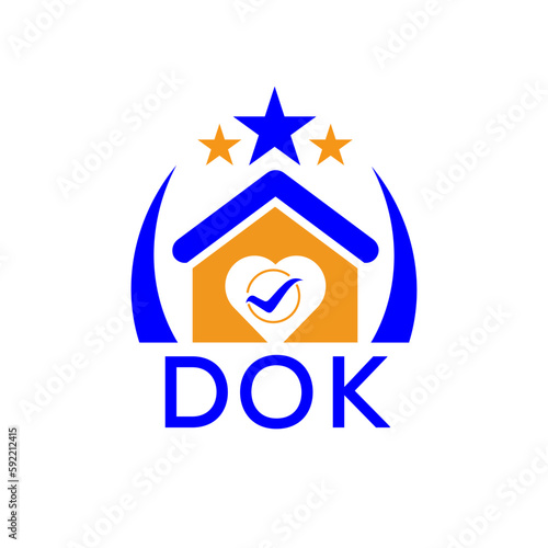 DOK House logo. KJG Letter logo and icon. Blue vector image on white background. KJG house Monogram home logo picture design and best business icon. 
