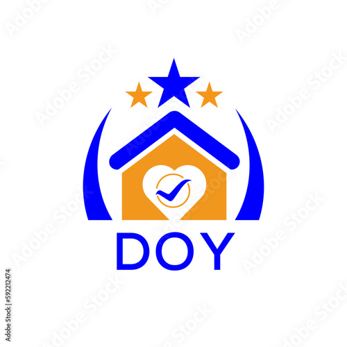 DOY House logo. KJG Letter logo and icon. Blue vector image on white background. KJG house Monogram home logo picture design and best business icon. 

