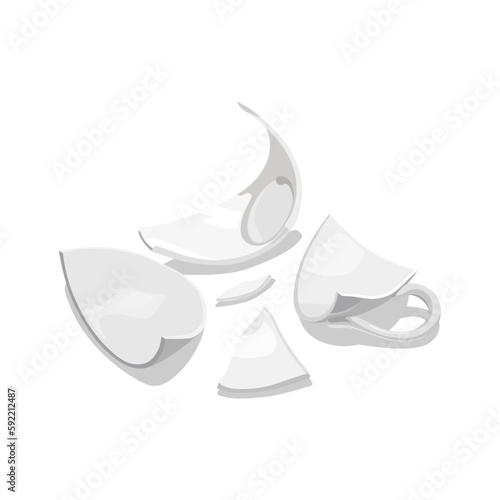 A broken cup. Vector illustration isolated on white background.
