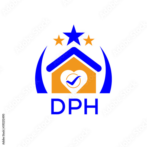 DPH House logo. KJG Letter logo and icon. Blue vector image on white background. KJG house Monogram home logo picture design and best business icon. 
