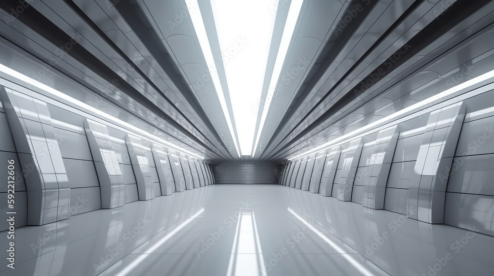 Scifi futuristic hallway, amde with generated ai