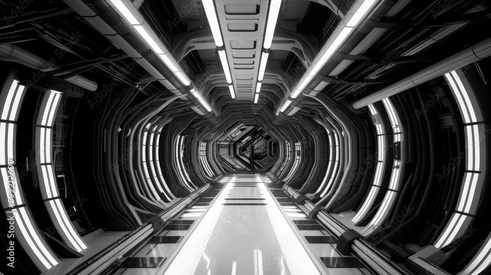 Scifi futuristic hallway, amde with generated ai Scifi futuristic hallway, amde with generated ai