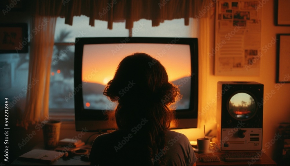 Kid in bedroom playing video games in 1990's Kid in bedroom playing video games in 1990's