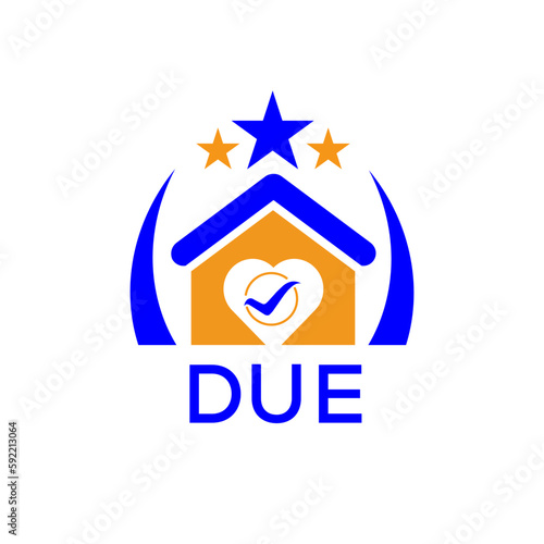 DUE House logo. KJG Letter logo and icon. Blue vector image on white background. KJG house Monogram home logo picture design and best business icon. 
