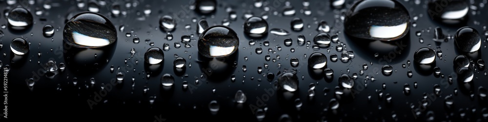 Drops water dark background, great design for any purposes. Space background. Abstract design element. Empty space. Natural background. Gray background. Luxury template design.