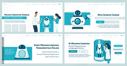 Web banner set for machine learning course offer