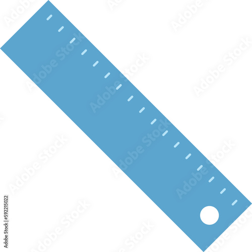 定規・物差しのシンプルでかわいい青いイラスト