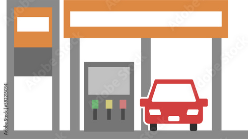 ガソリンスタンドのシンプルなカラーイラスト