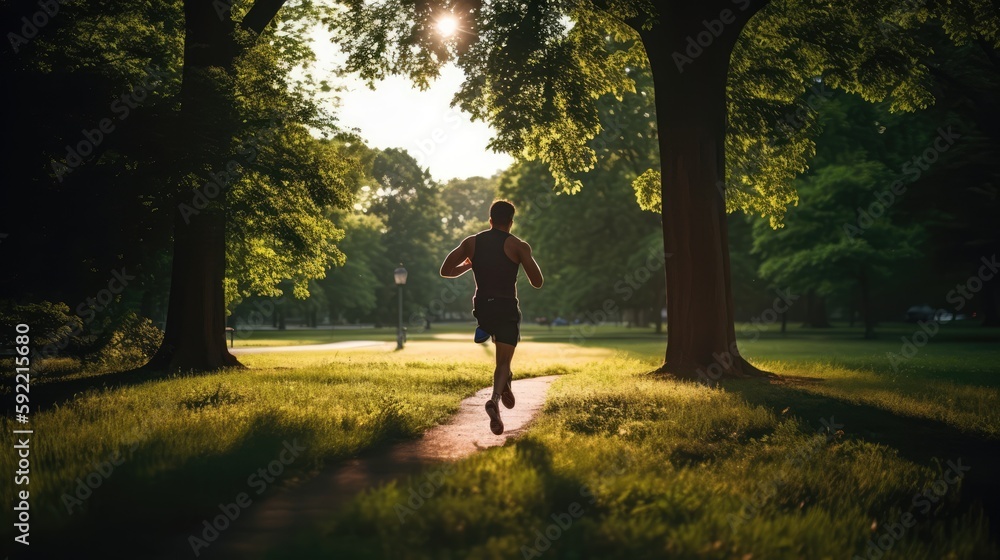Person running in the park, made with generated ai Person running in the park, made with generated ai