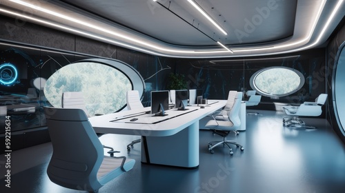 White modern office made with generated ai